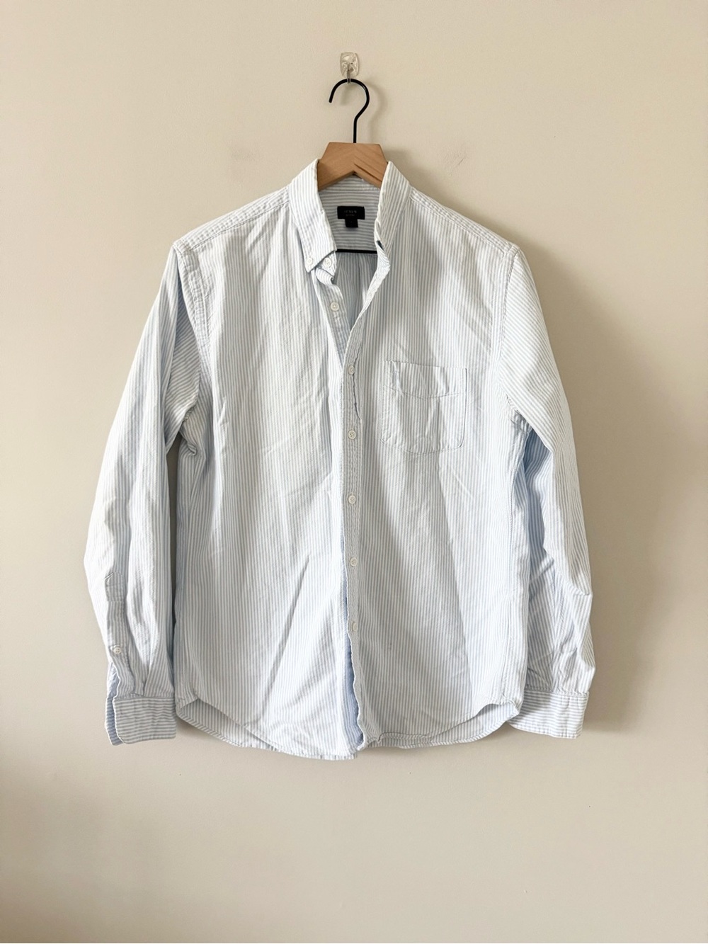 J.Crew Men's Blue & White Striped Oxford Cotton Shirt Size M